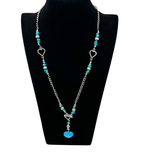Carolyn Pollack Turquoise Necklace Sterling Silver Bench Beads 22 Inch