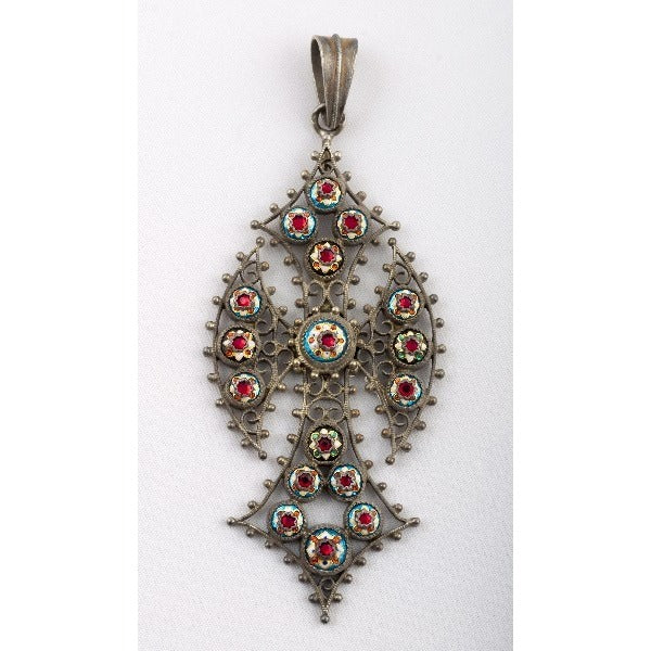 Rare Antqiue Bressans French Enamel Byzantine Cross Artist Amedee Fornet 1870s