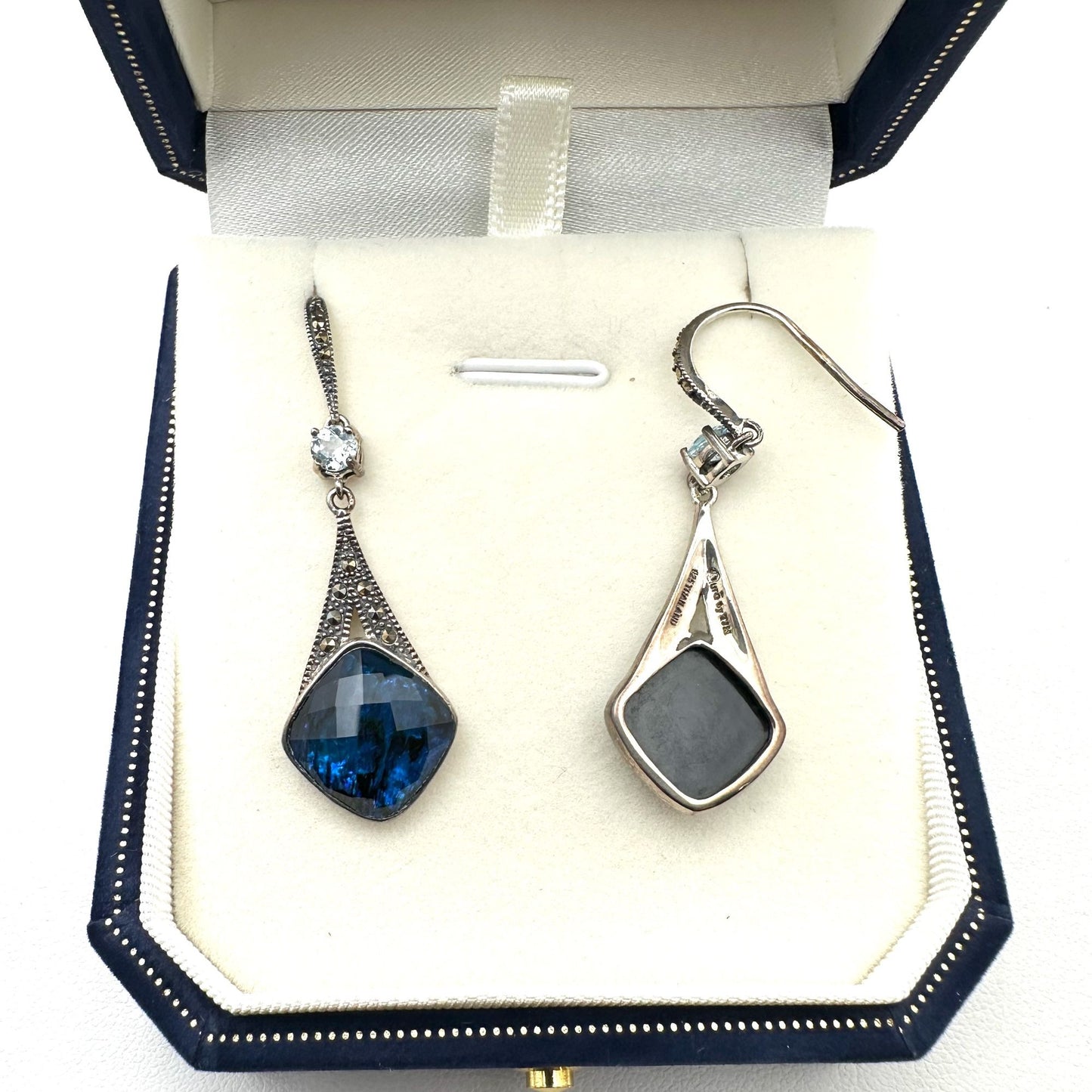 Tillya Treasures Blue Abalone Doublet Glacier Topaz Sterling Silver Earrings