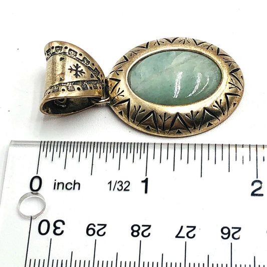 American Southwest Carolyn Pollack Green Aventurine Sterling Silver Pendant