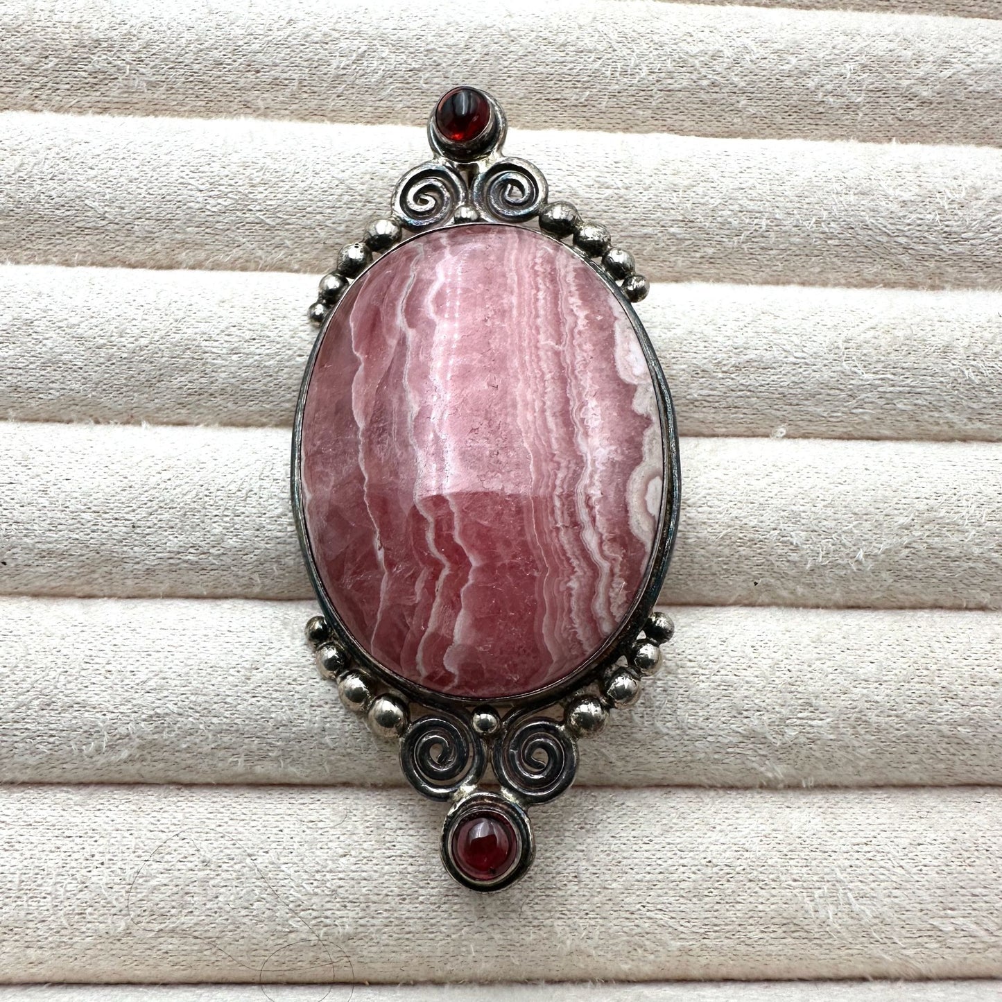 Sajen Garnet Rhodochrosite Sterling silver Pin Pendant