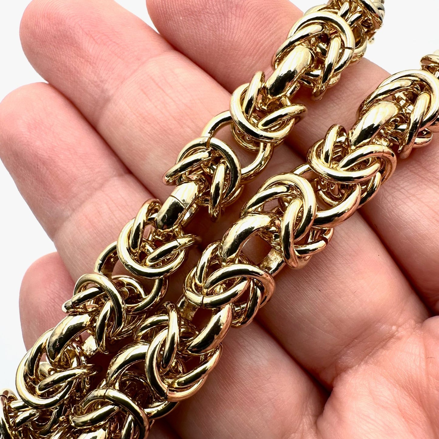 Moda Al Massimo Italy 18K Yellow Gold Plated Heavy Byzantine Chain 17 Inch