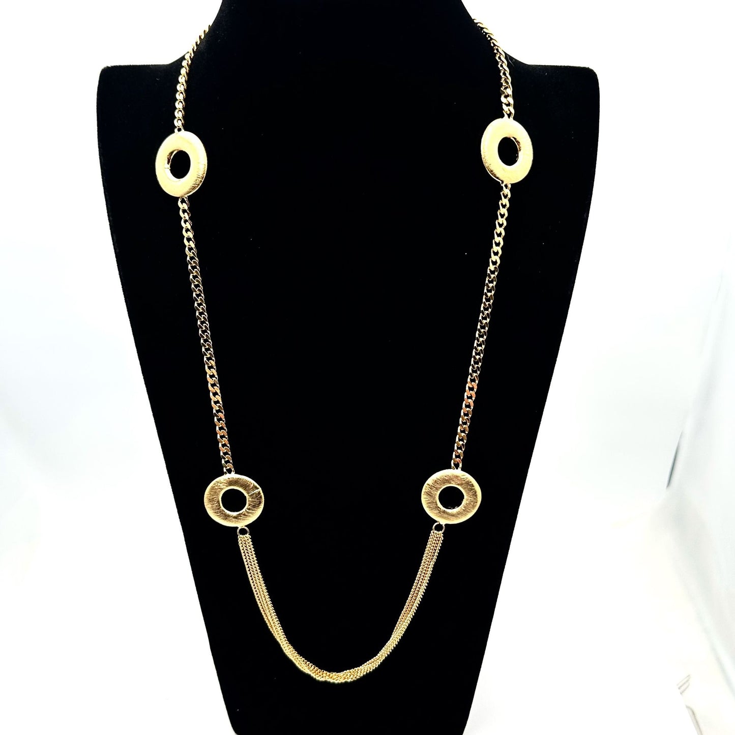 Moda Al Massimo 18K Gold Plated Bronze Brushed Circled Necklace 28 Inch