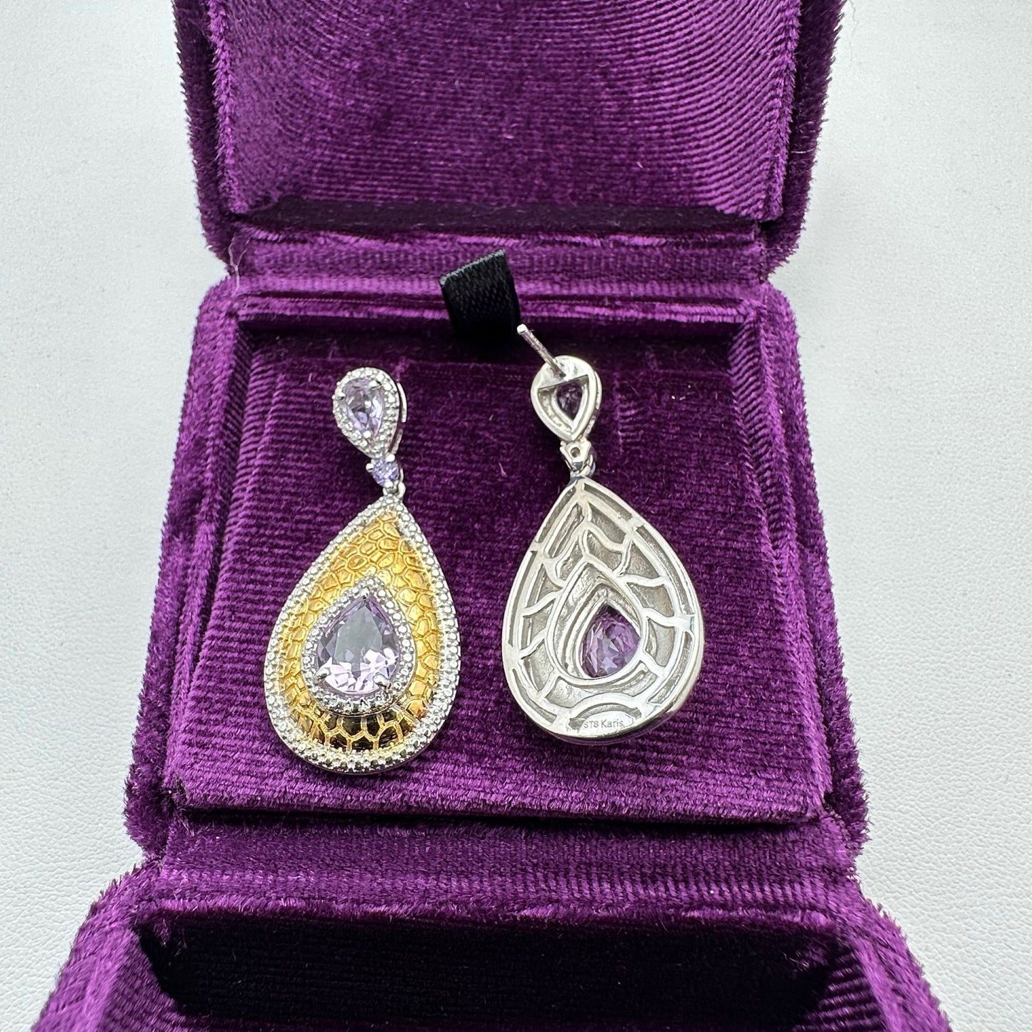 D'Joy Amethyst Sterling Silver Chandelier Pierced Earrings 1.5"
