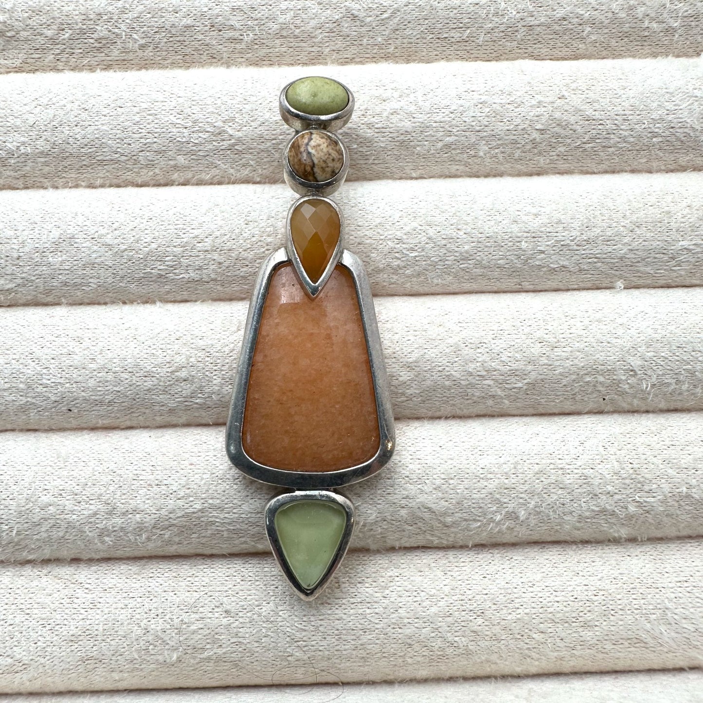 Whitney Kelley Multi Gemstone Sterling Silver Pendant 2.5 Inch