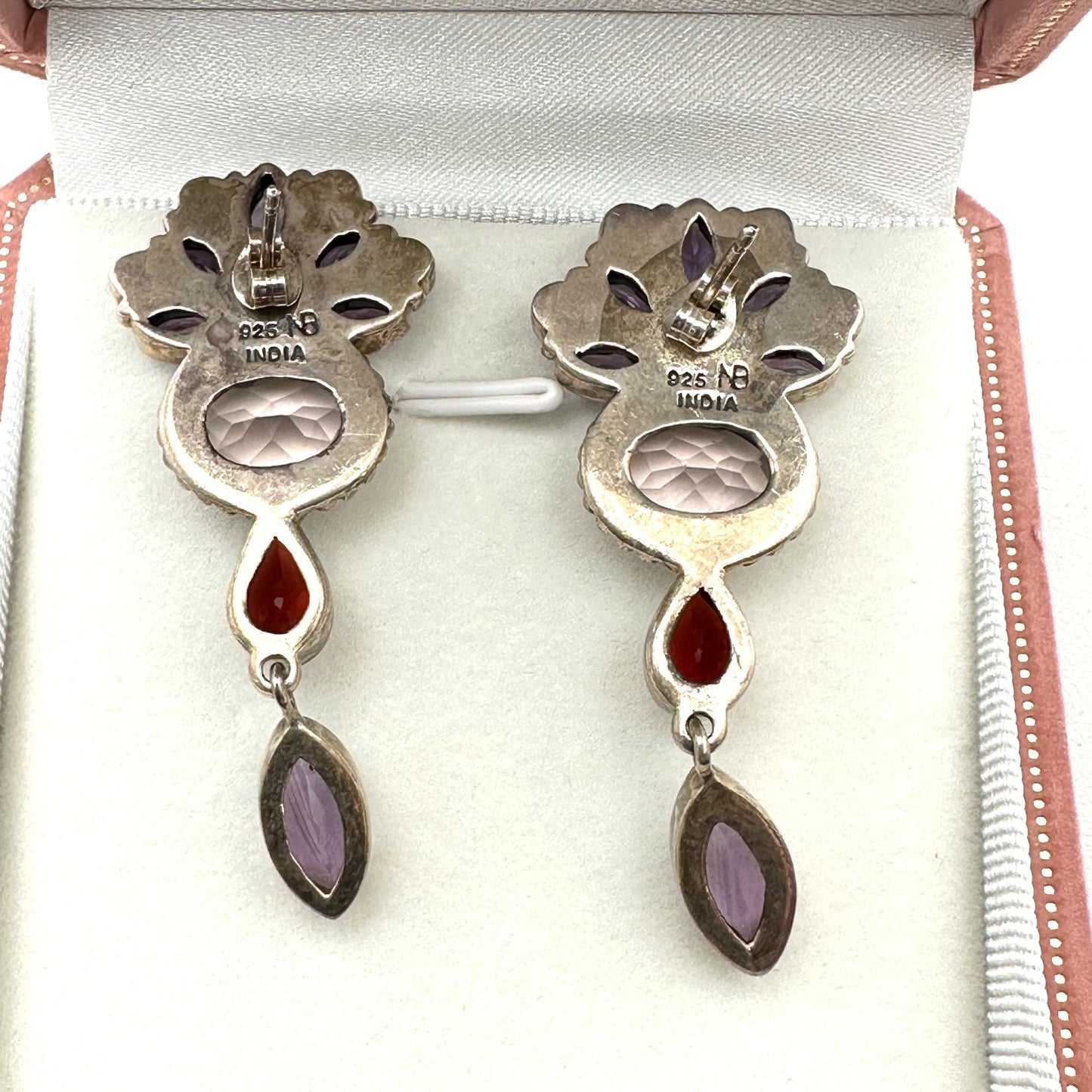 Nicky Butler Multi Gemstone Sterling Silver Pierced Chandelier Earrings 2"