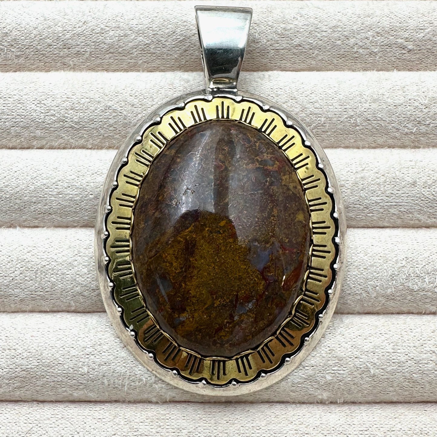 Carolyn Pollack Bronzite Brass Sterling Silver Large Pendant Enhancer