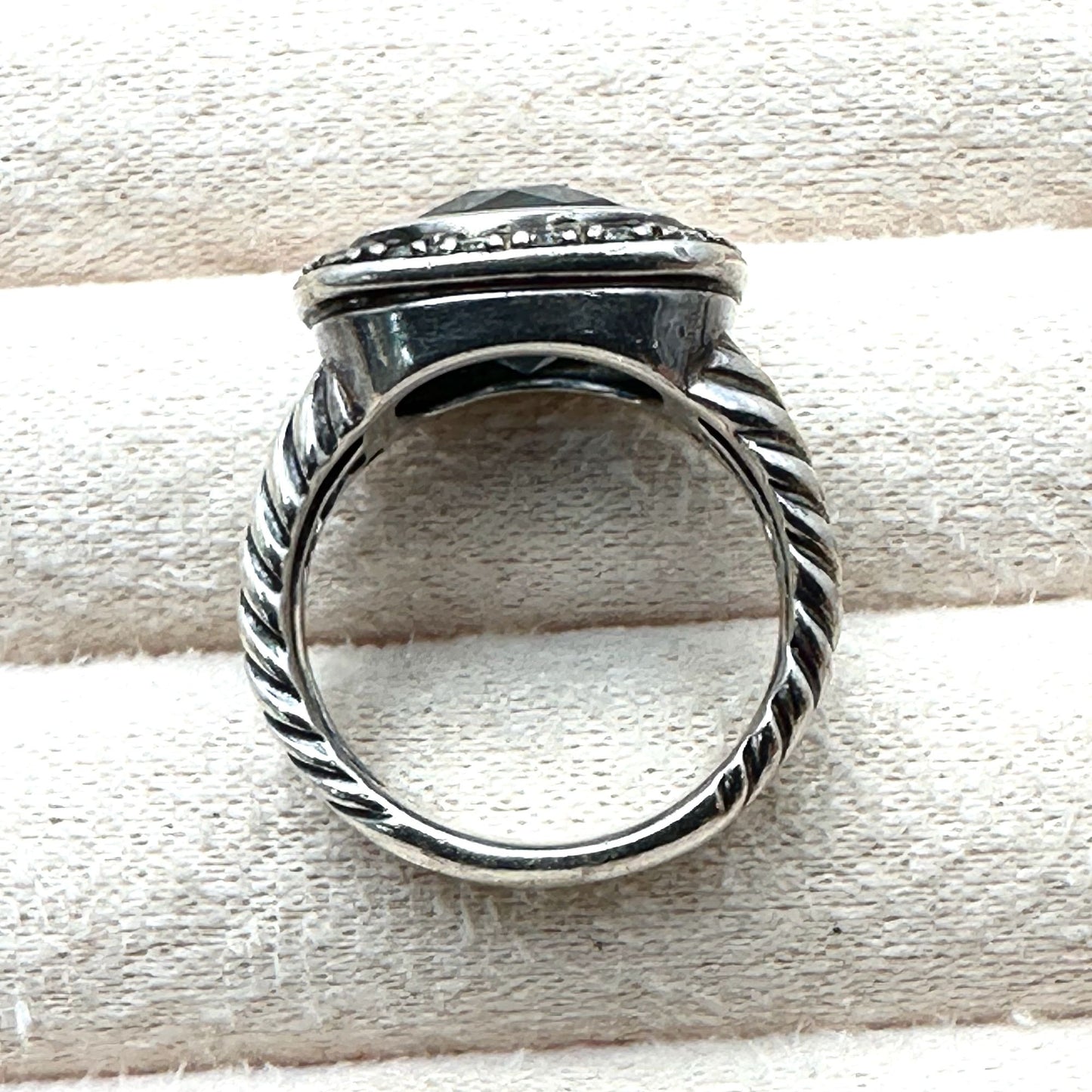 David Yurman Ring Albion Blue Topaz Diamond Sterling Silver Size 6 Gift
