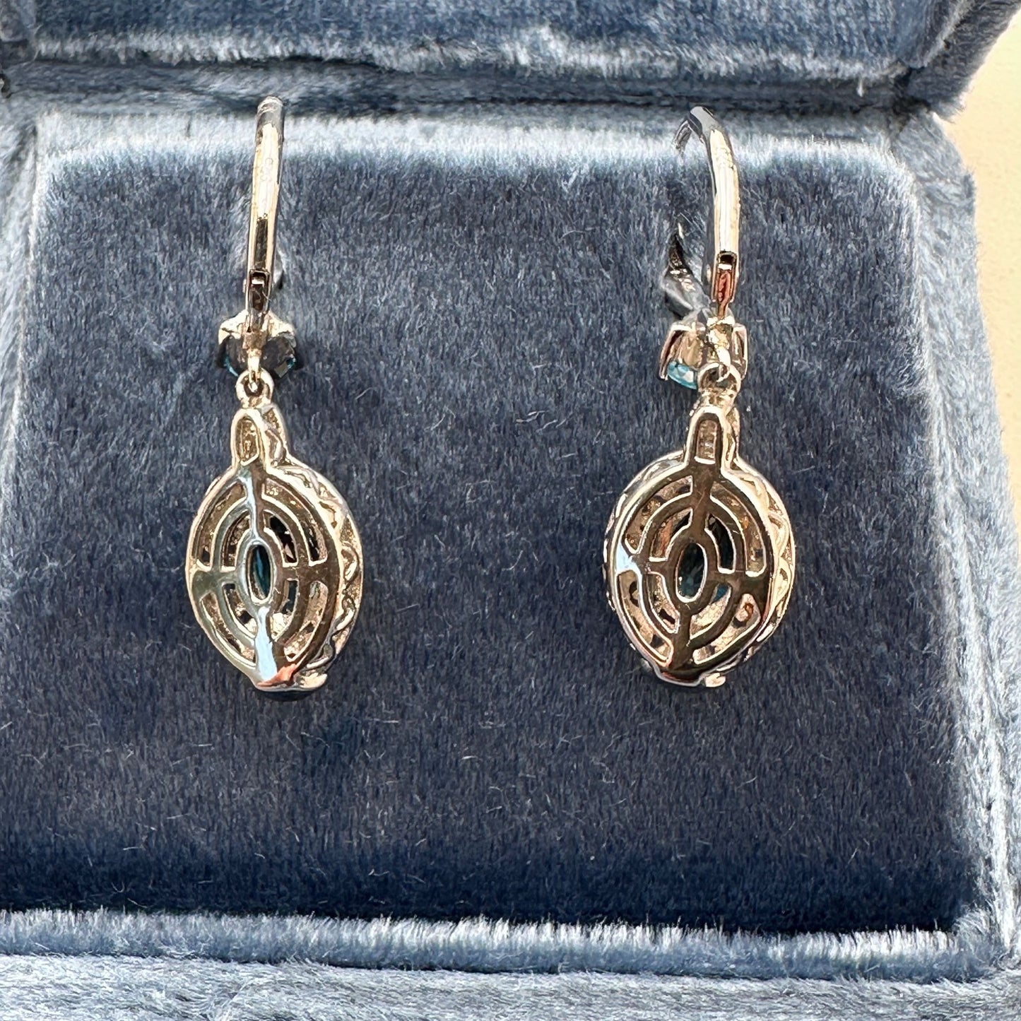 Michael Valitutti Blue Gemstone Sterling Silver Chandelier Pierced Earrings