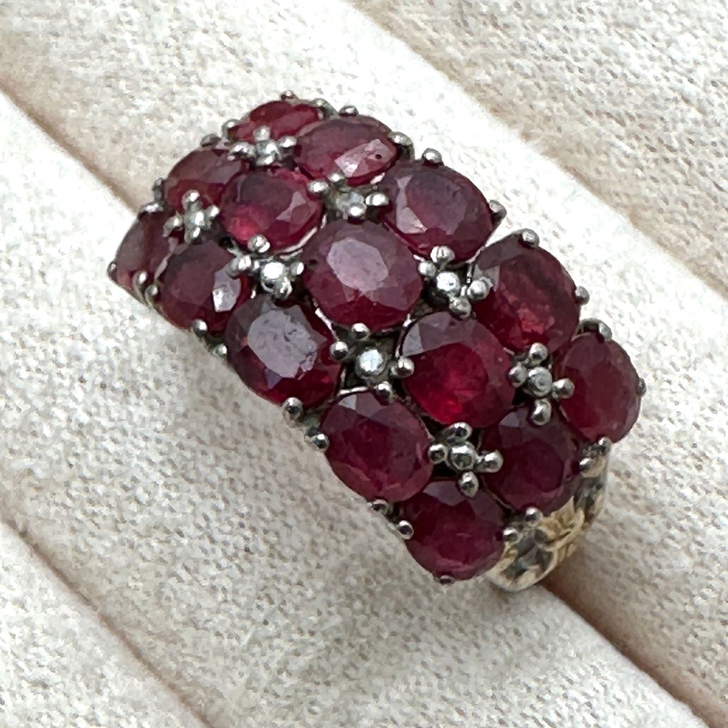 Chuck Clemency Ruby Cluster Ring Sterling Silver Gold Accents Size 8