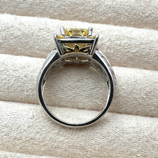 Canary Yellow Cubic Zirconia Sterling Silver Ring Size 8