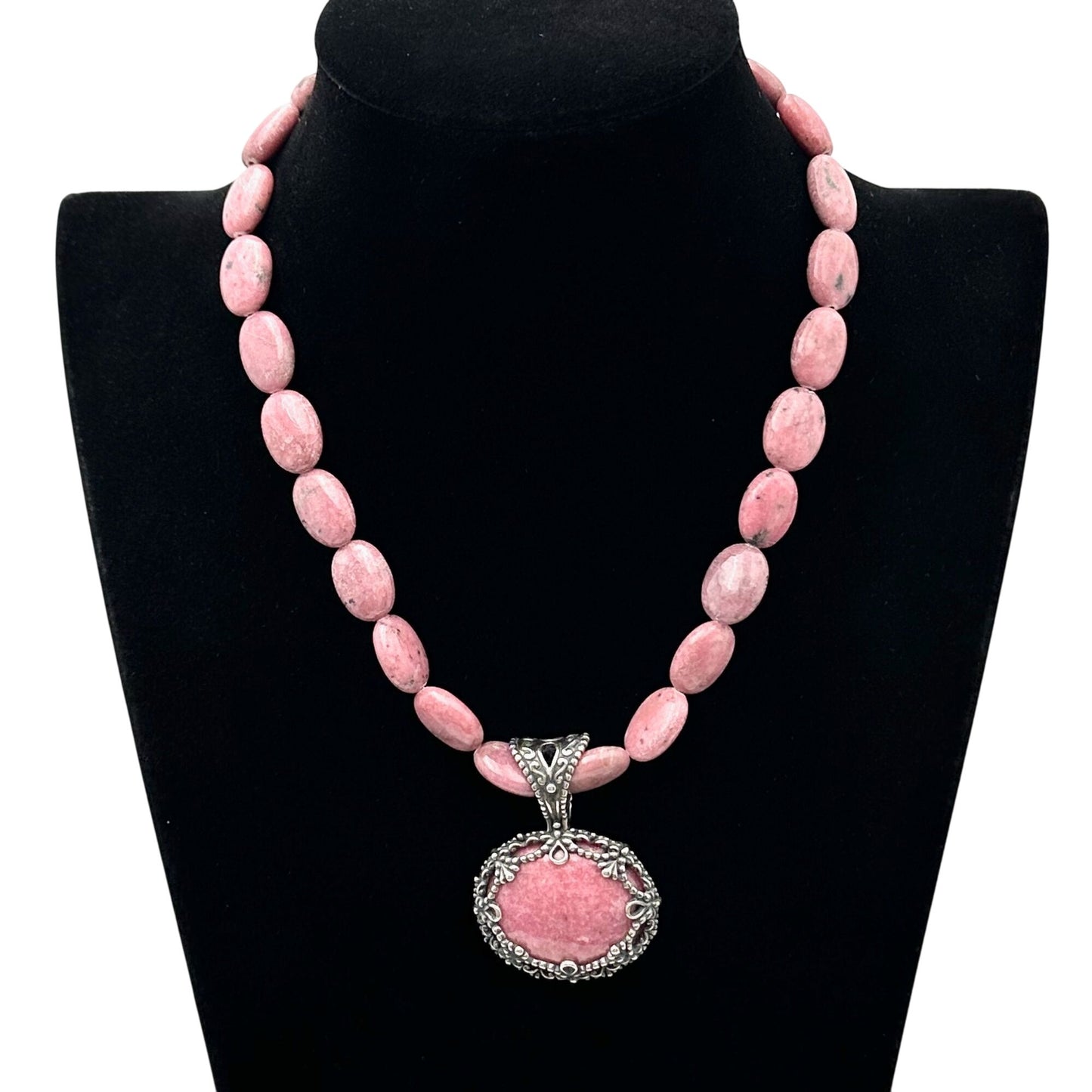 Carolyn Pollack Pink Rhodonite Sterling Silver Pendant Necklace