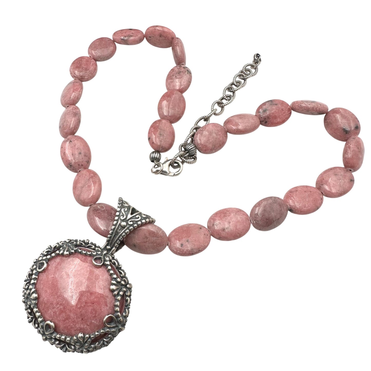 Carolyn Pollack Pink Rhodonite Sterling Silver Pendant Necklace