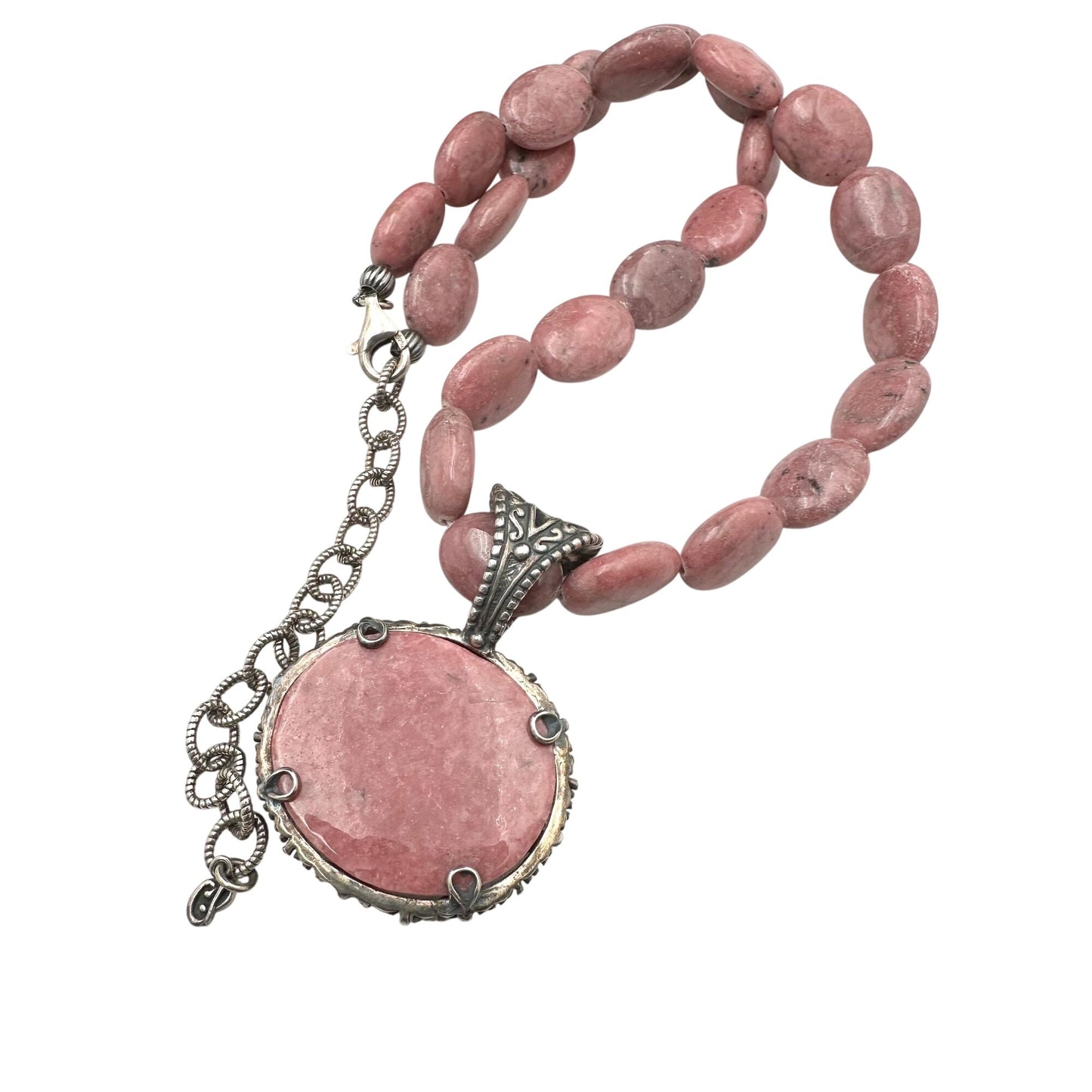 Carolyn Pollack Pink Rhodonite Sterling Silver Pendant Necklace