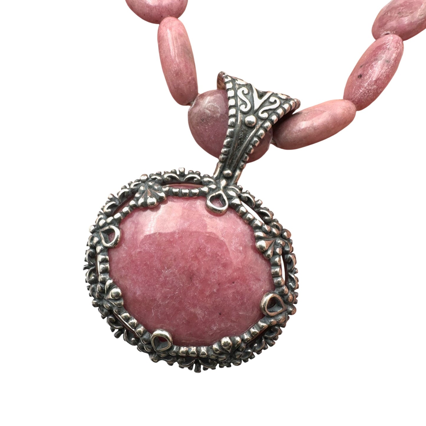 Carolyn Pollack Pink Rhodonite Sterling Silver Pendant Necklace