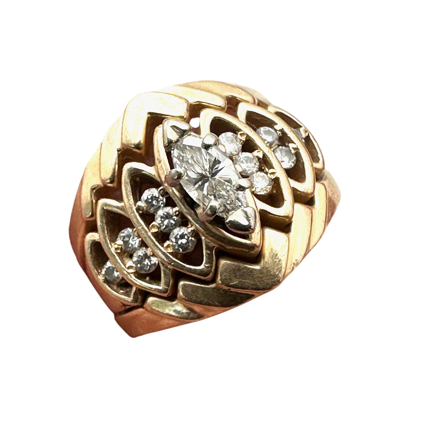 Vintage 14K Gold Diamond Cluster Ring Size 6.5