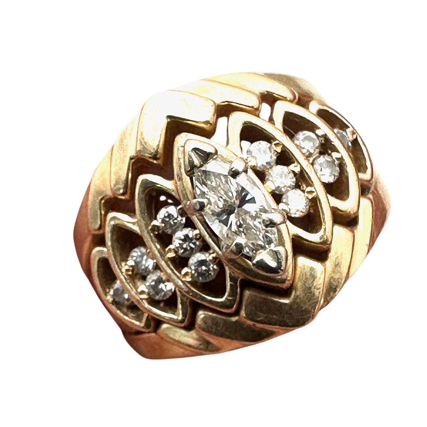 Vintage 14K Gold Diamond Cluster Ring Size 6.5