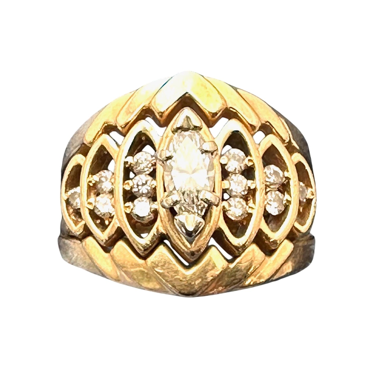 Vintage 14K Gold Diamond Cluster Ring Size 6.5