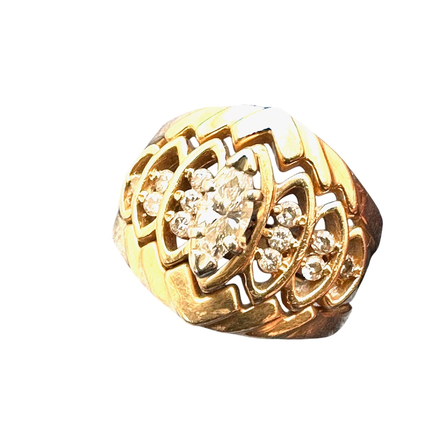 Vintage 14K Gold Diamond Cluster Ring Size 6.5