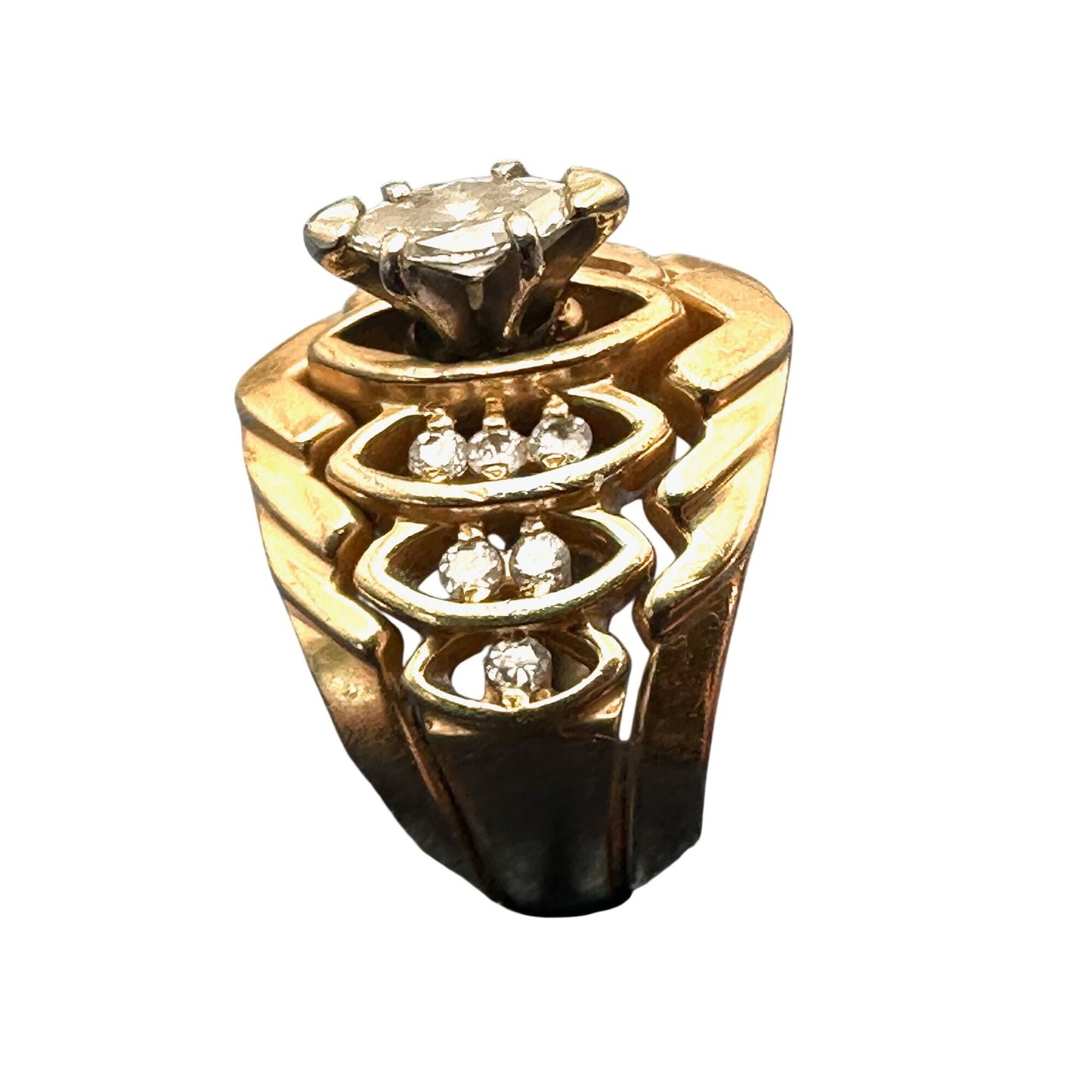 Vintage 14K Gold Diamond Cluster Ring Size 6.5