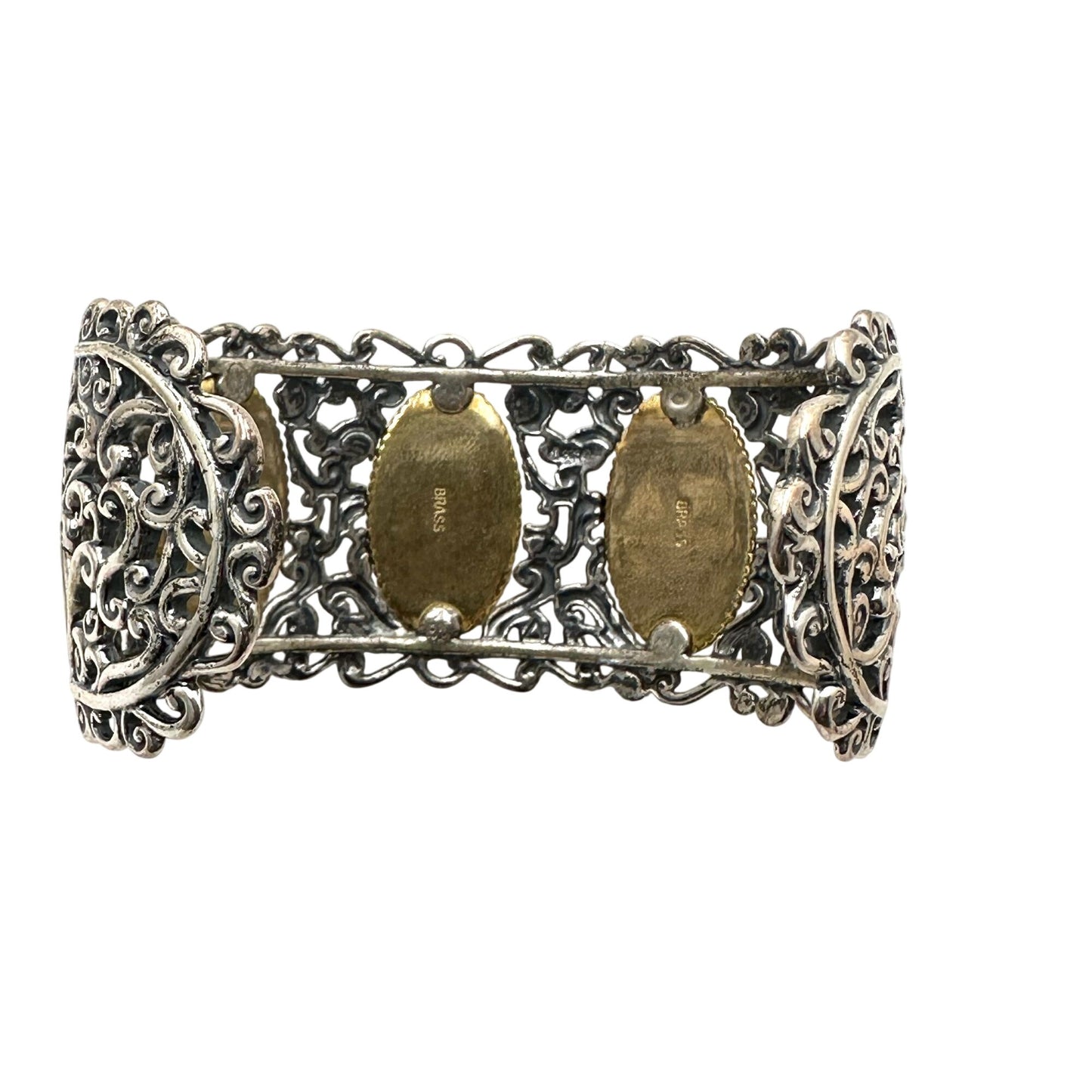 Carolyn Pollack Bracelet Labradorite Sterling Silver Brass Wide Cuff