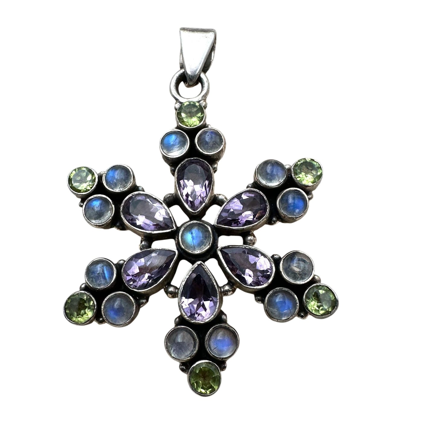 multi gemstone sterling silver pendant 