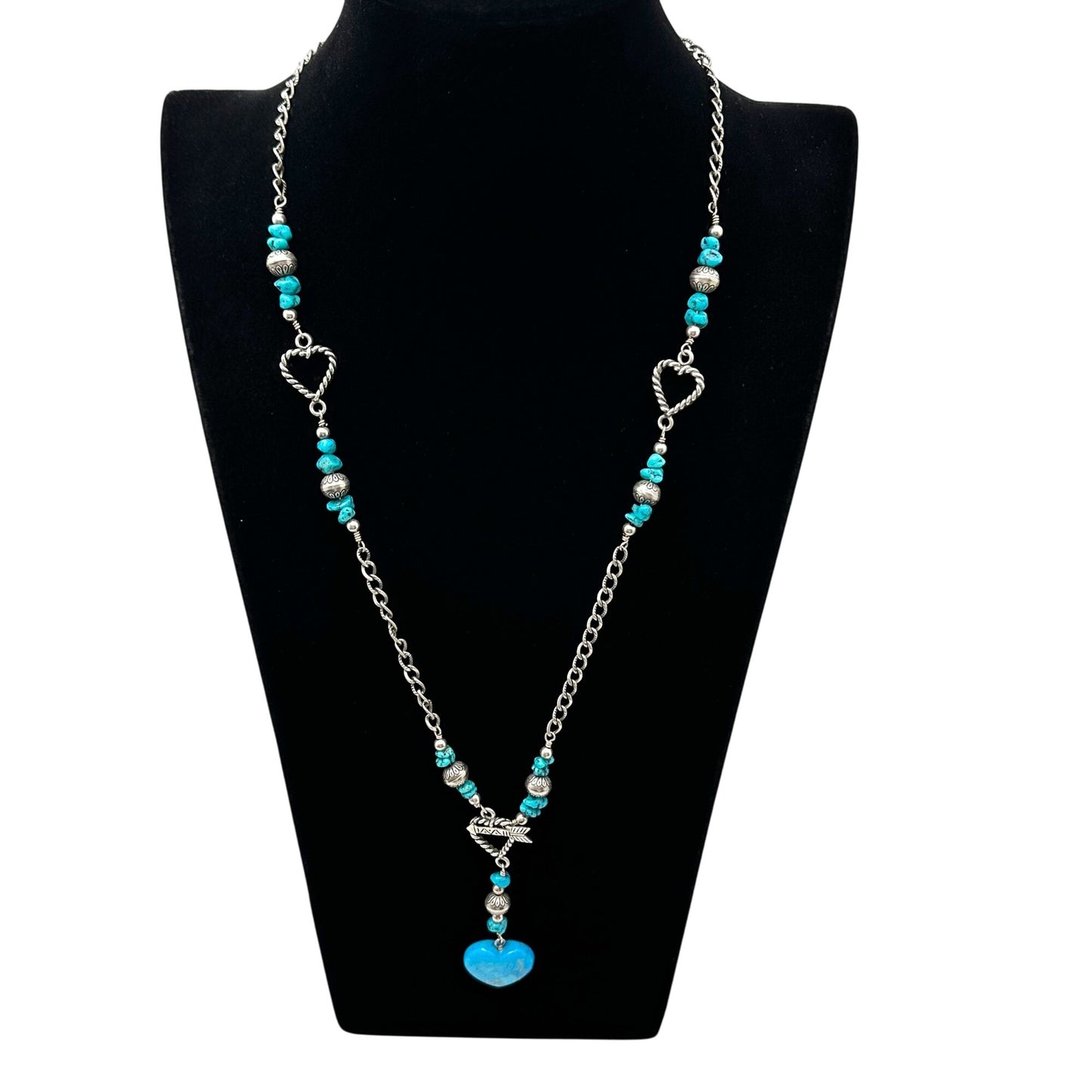 Carolyn Pollack Turquoise Necklace Sterling Silver Bench Beads 22 Inch
