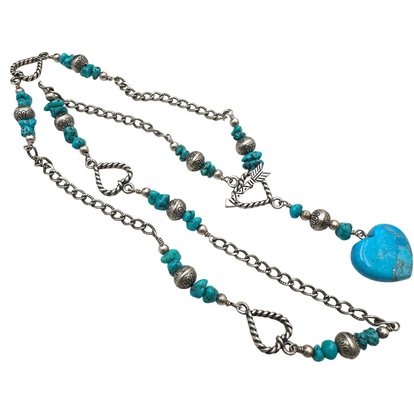 Carolyn Pollack Turquoise Necklace Sterling Silver Bench Beads 22 Inch