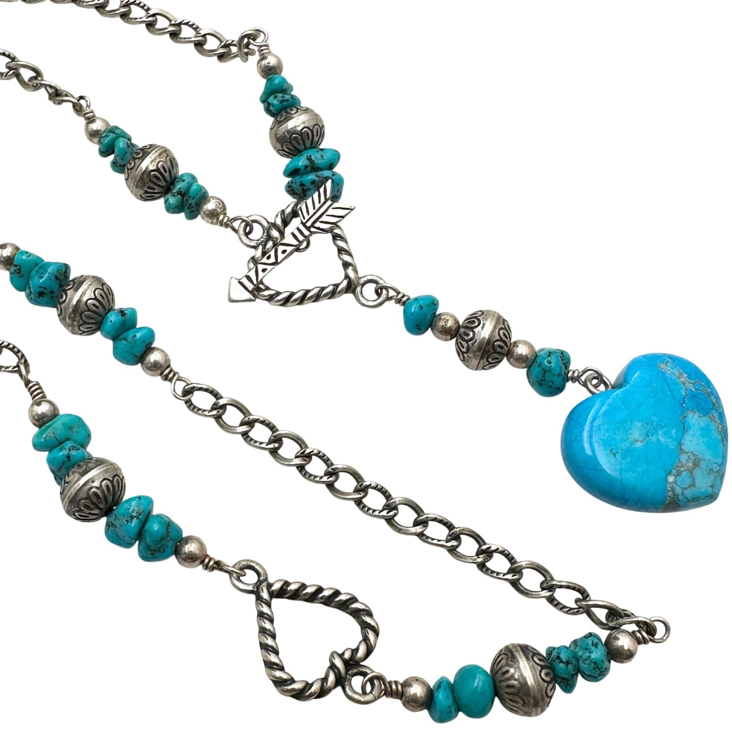 Carolyn Pollack Turquoise Necklace Sterling Silver Bench Beads 22 Inch