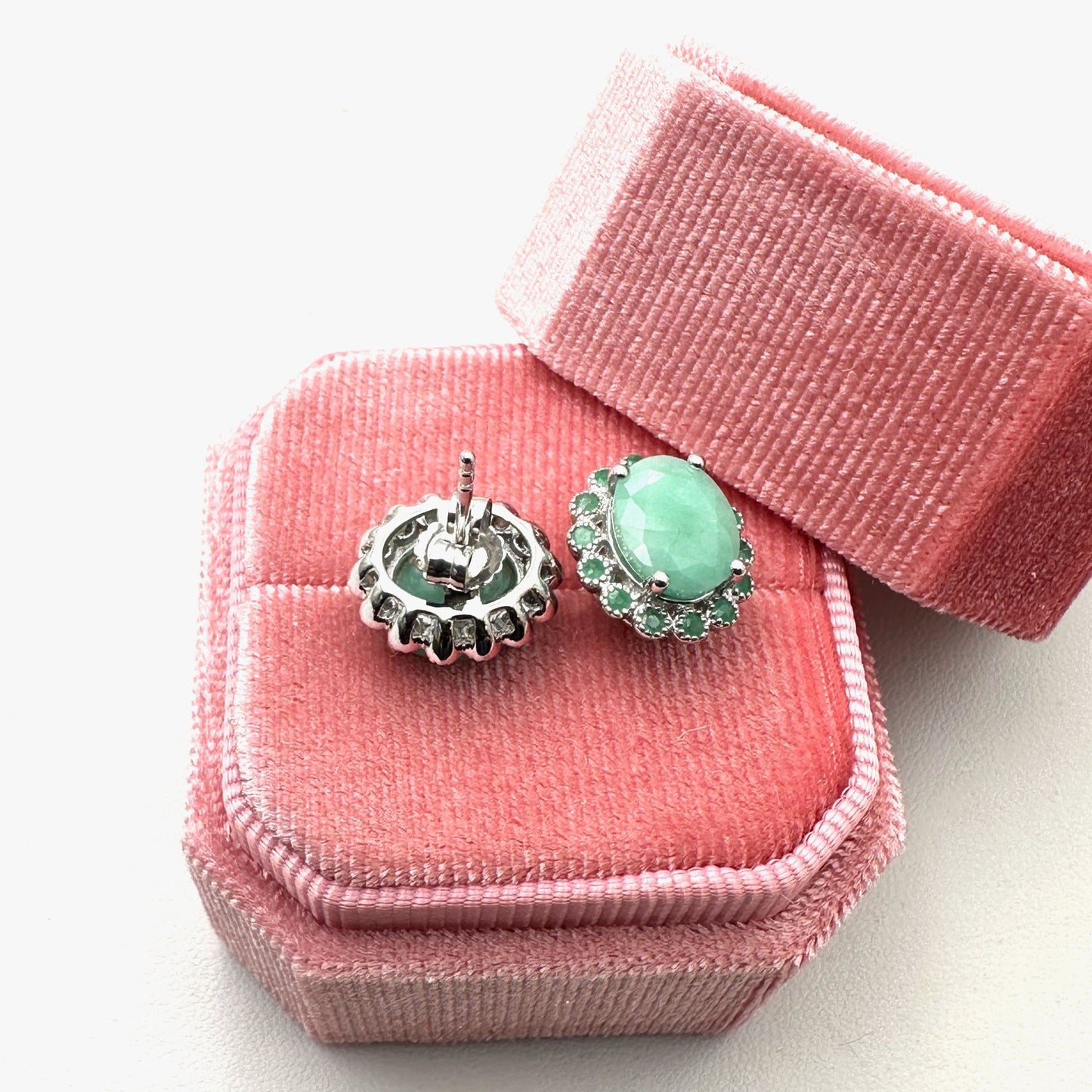 Emerald Sterling Silver Pierced Stud Earrings