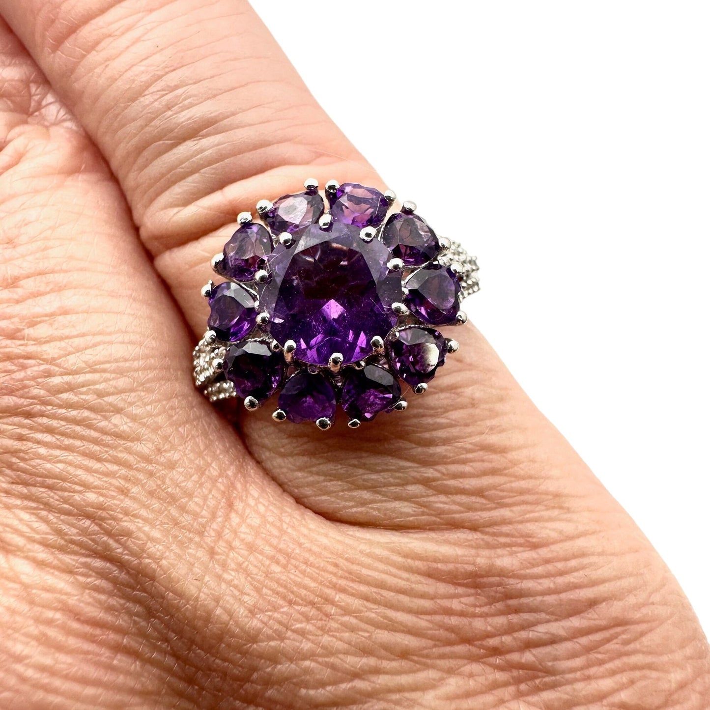 Chuck Clemency Womens Ring Sterling Silver Purple Amethyst Size 7