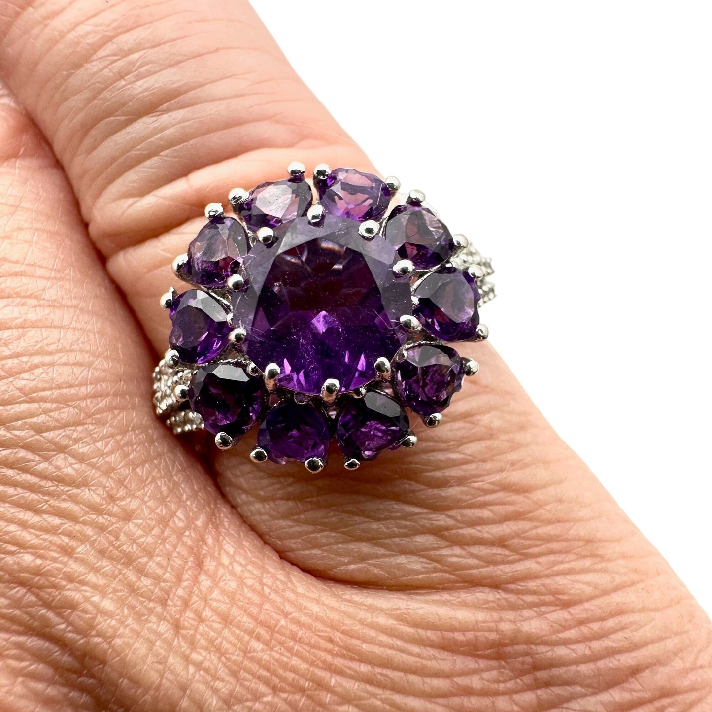 Chuck Clemency Womens Ring Sterling Silver Purple Amethyst Size 7