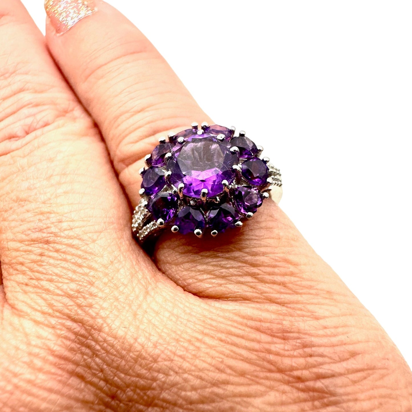 Chuck Clemency Womens Ring Sterling Silver Purple Amethyst Size 7