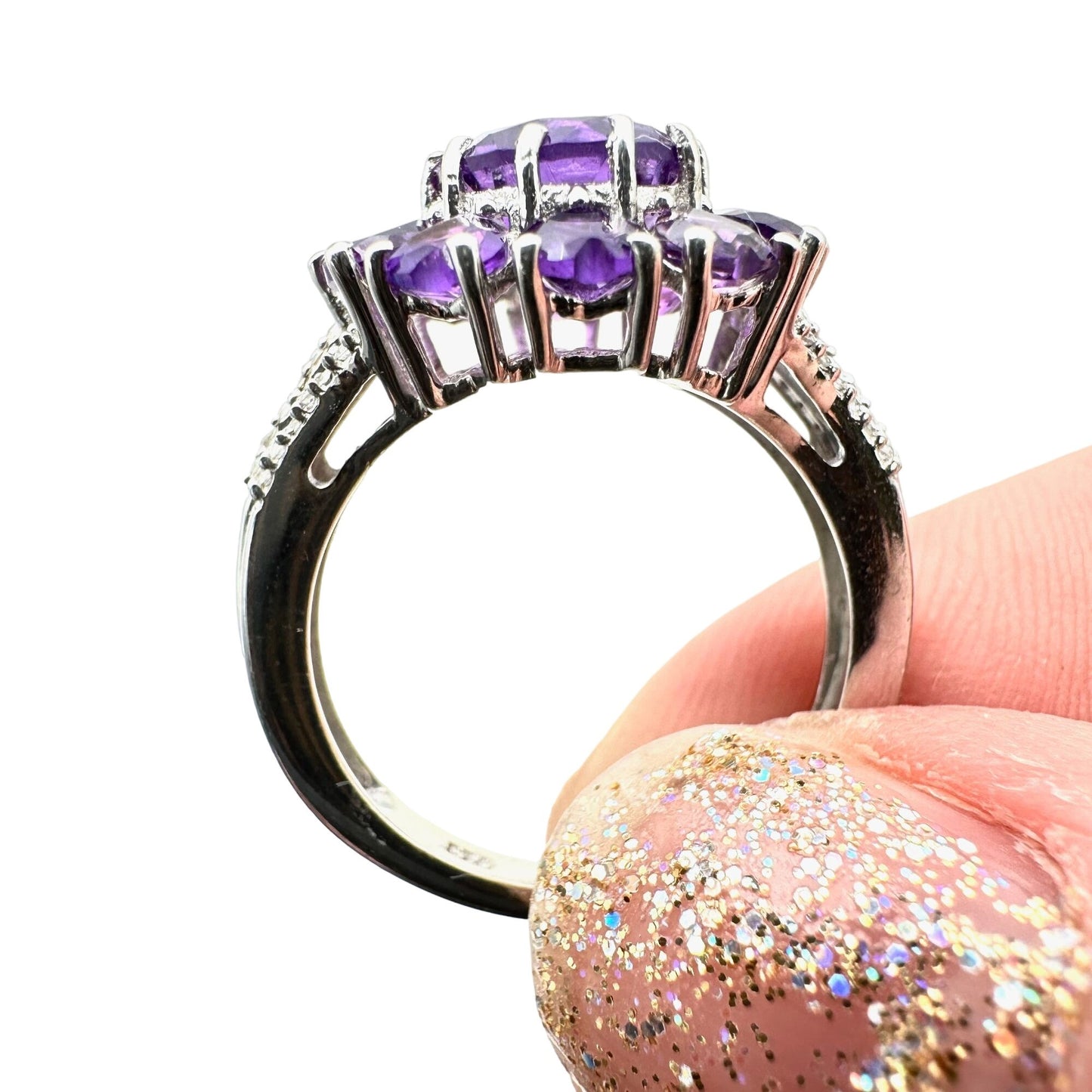 Chuck Clemency Womens Ring Sterling Silver Purple Amethyst Size 7