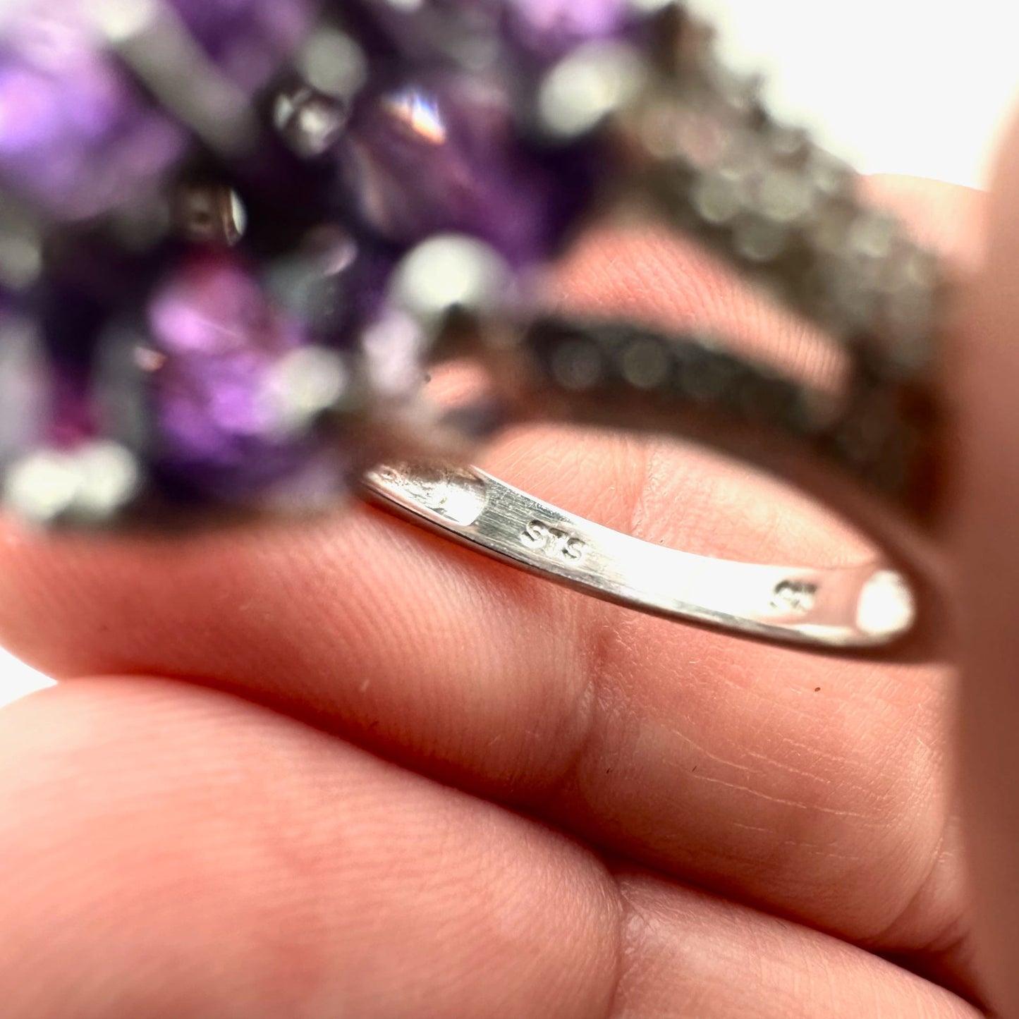 Chuck Clemency Womens Ring Sterling Silver Purple Amethyst Size 7