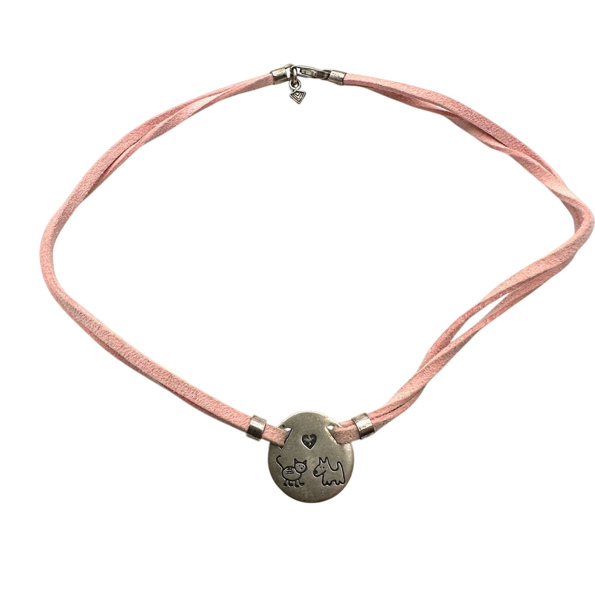 Vintage Silpada Pets Cat Dog Pendant Sterling Silver Silk Suede 15" Necklace