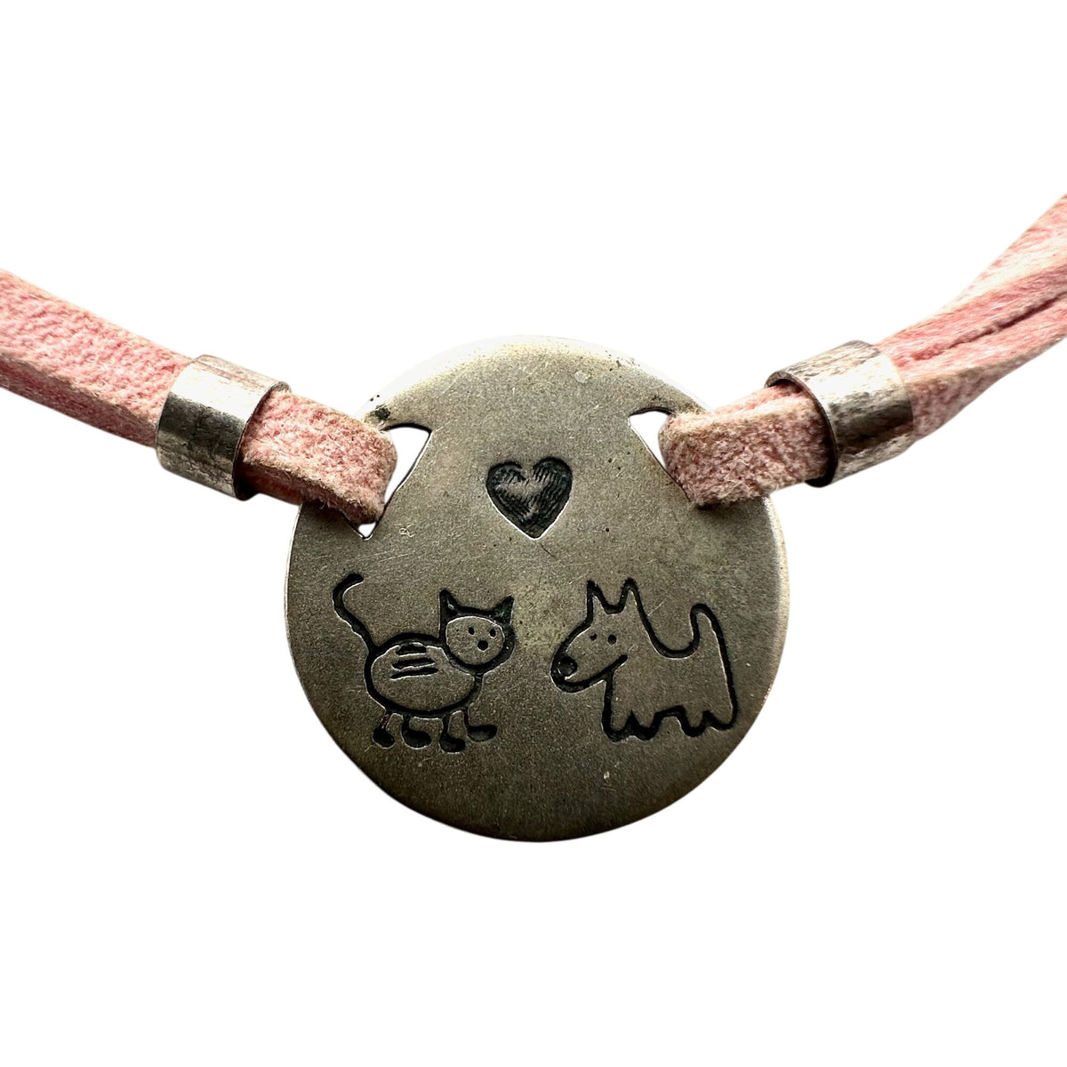 Vintage Silpada Pets Cat Dog Pendant Sterling Silver Silk Suede 15" Necklace