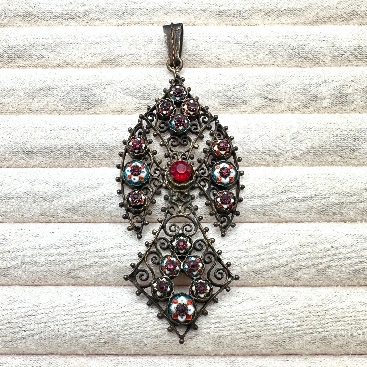 Rare Antqiue Bressans French Enamel Byzantine Cross Artist Amedee Fornet 1870s