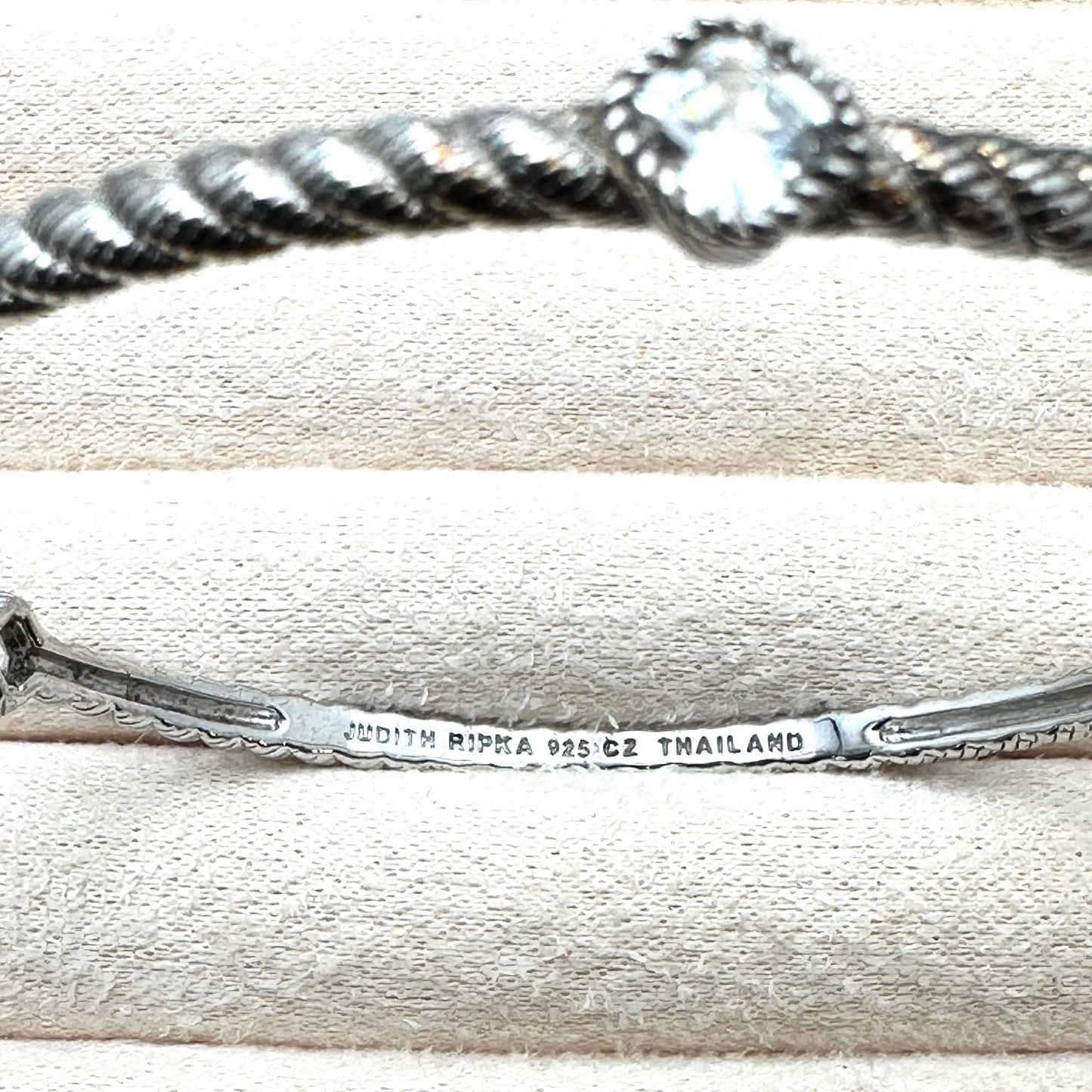 Judith Ripka Bracelet Sterling Silver Cubic Zirconia 8 Inch Bangle