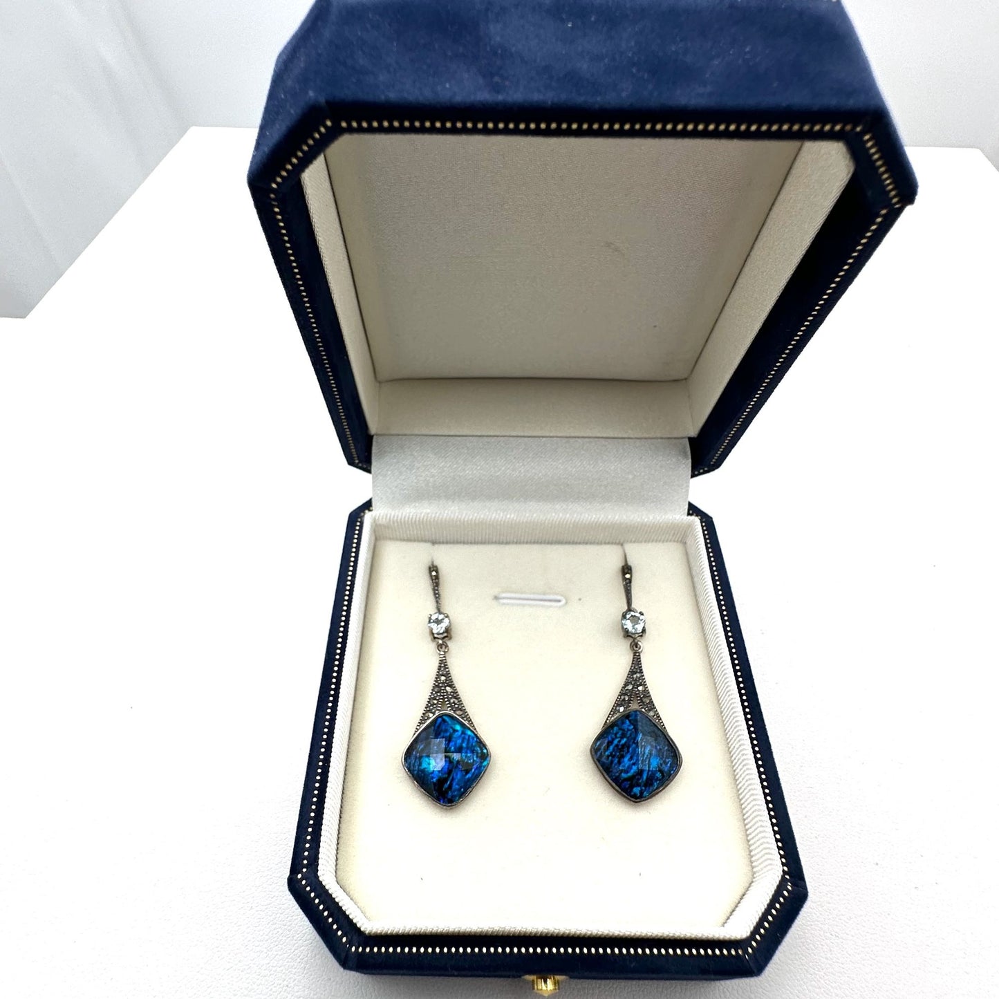 Tillya Treasures Blue Abalone Doublet Glacier Topaz Sterling Silver Earrings