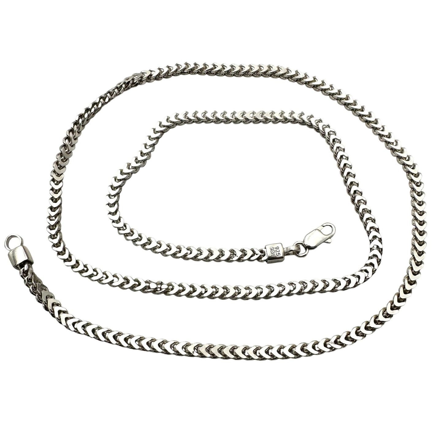 Italy Sterling Silver Chevron Link Chain Necklace 20 Inch