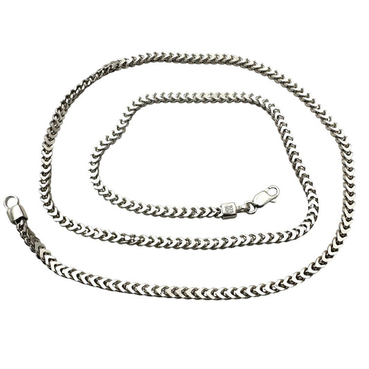 Italy Sterling Silver Chevron Link Chain Necklace 20 Inch