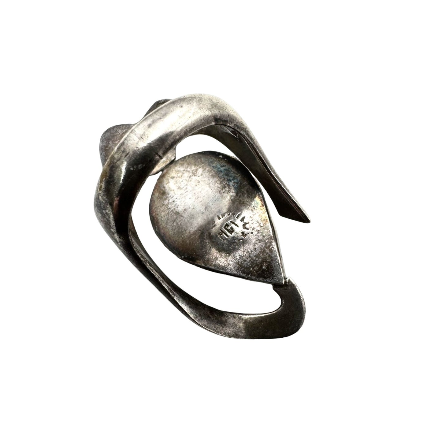 Stunning Vintage Modernist Ring Sterling Silver Amethyst Size 6.5