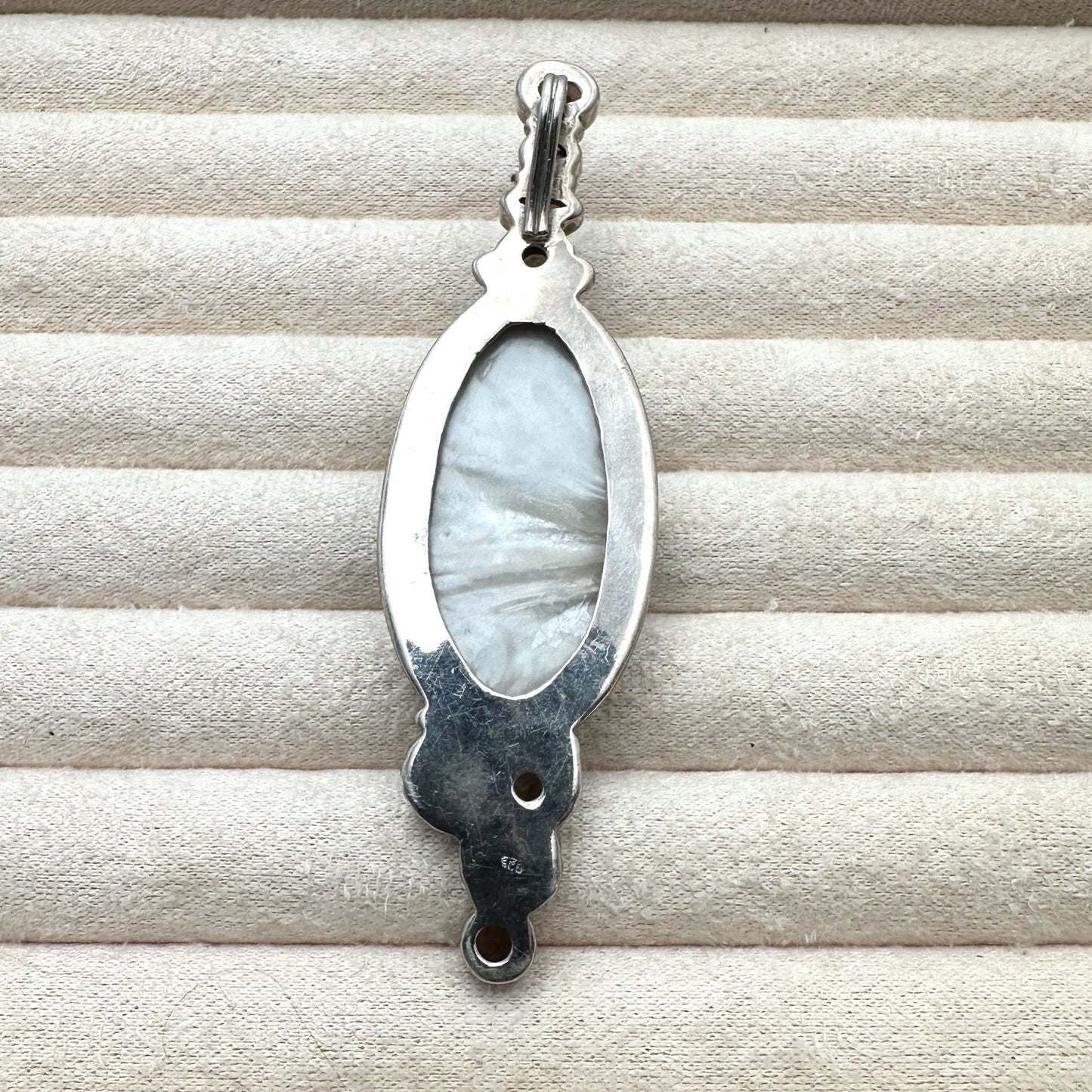 Mabe Pearl Multi Gemstone Sterling Silver Pendant 3.75 Inch