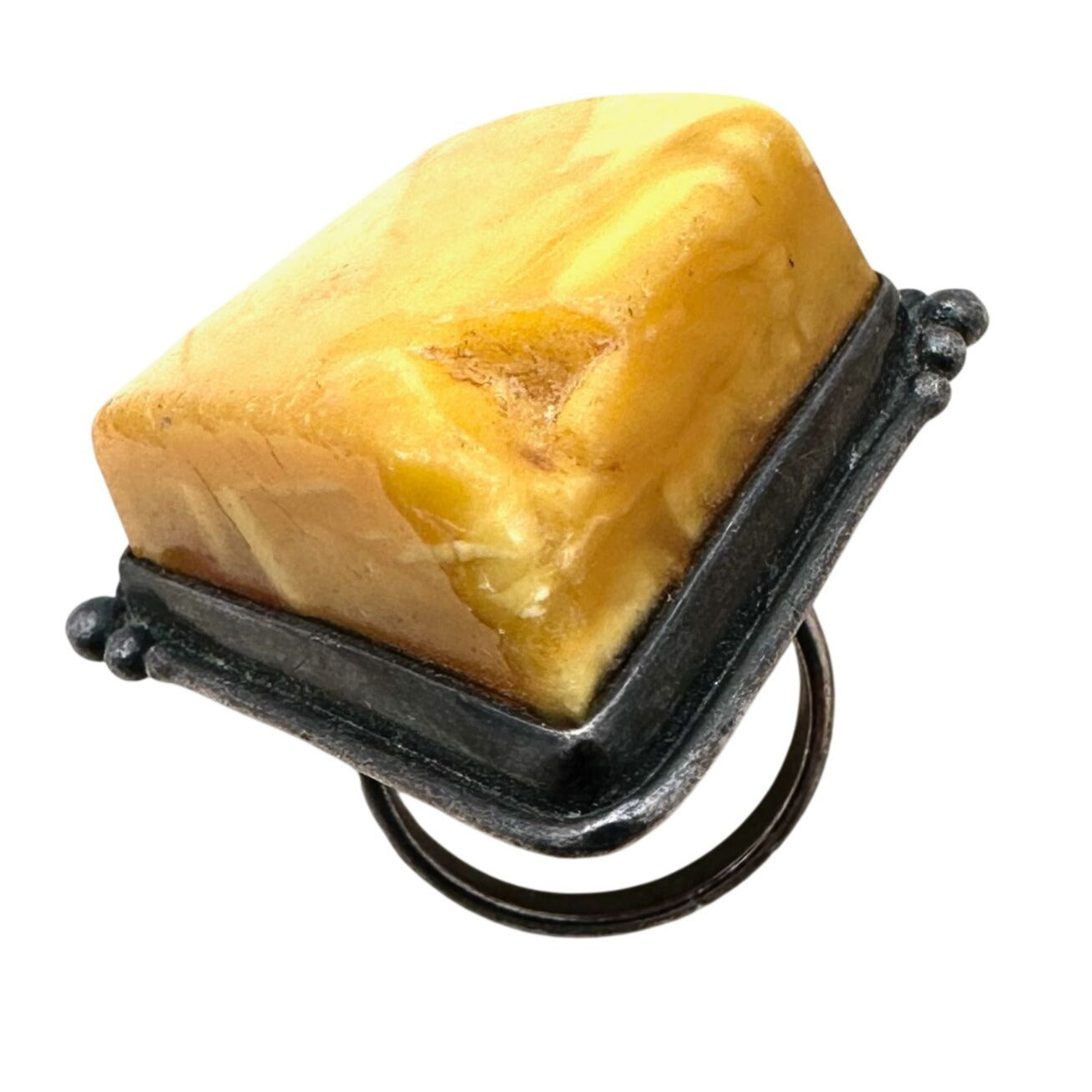 vintage amber sterling silver ring