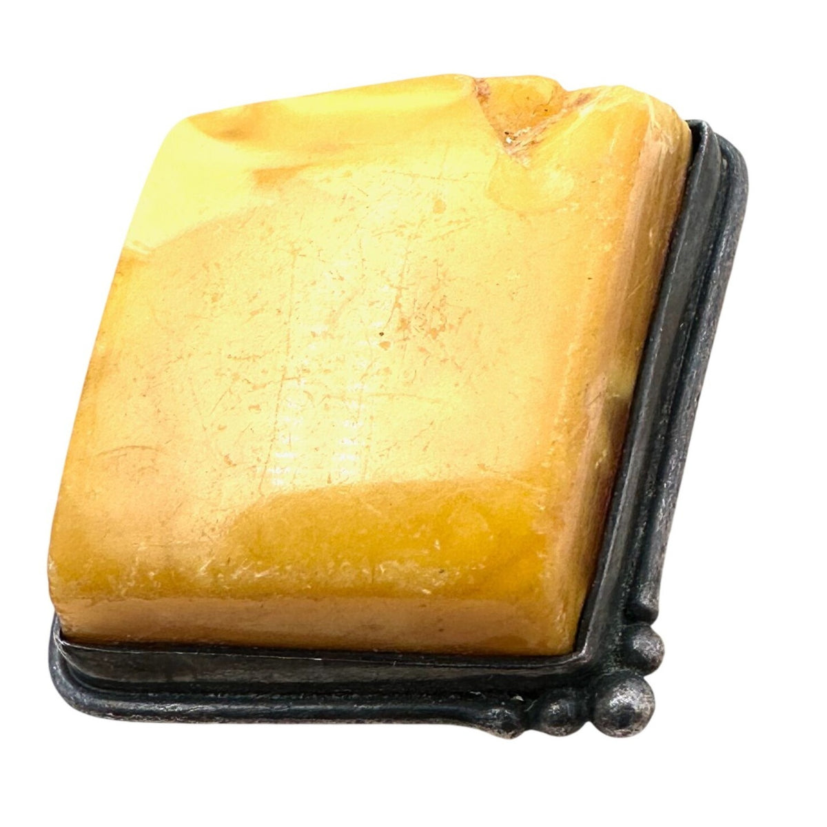 Vintage Mid Century Butterscotch Amber Sterling Silver Ring Size 7