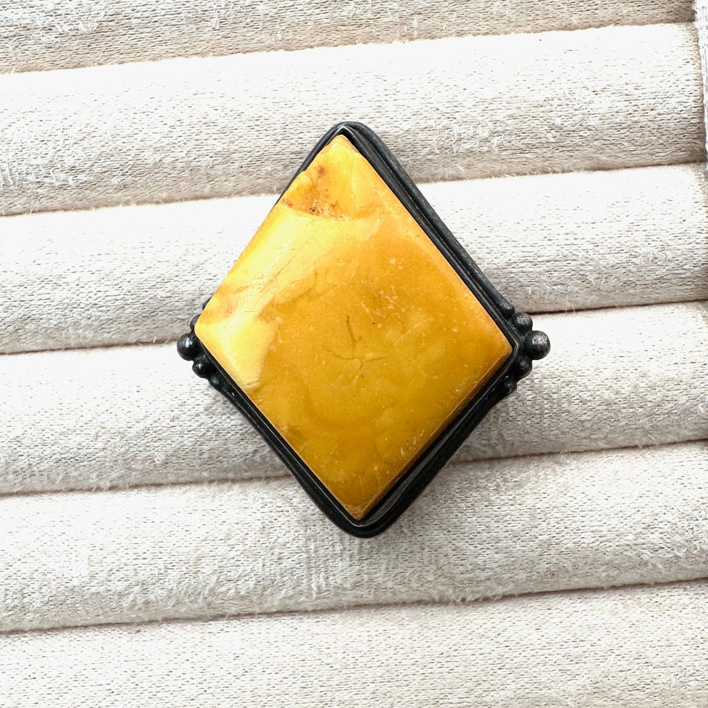 Vintage Mid Century Butterscotch Amber Sterling Silver Ring Size 7