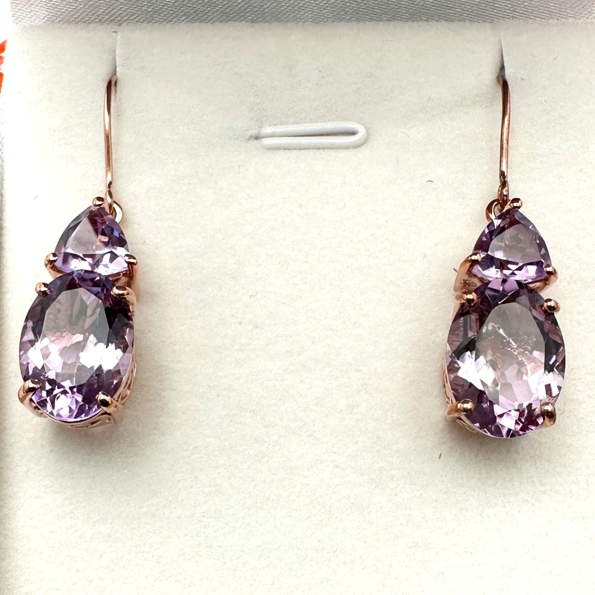 Amethyst Rose Gold Plated Sterling Silver Pierced Earrings Chandelier Purple