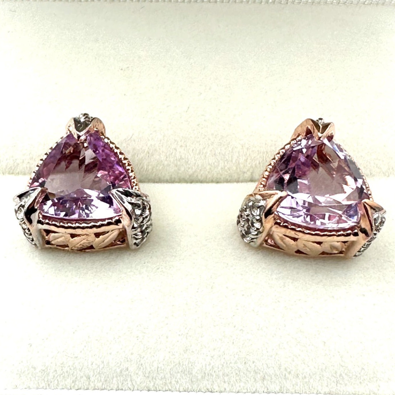 Chuck Clemency Pink Tourmaline & Diamond Rose Gold Plated Sterling Silver Studs