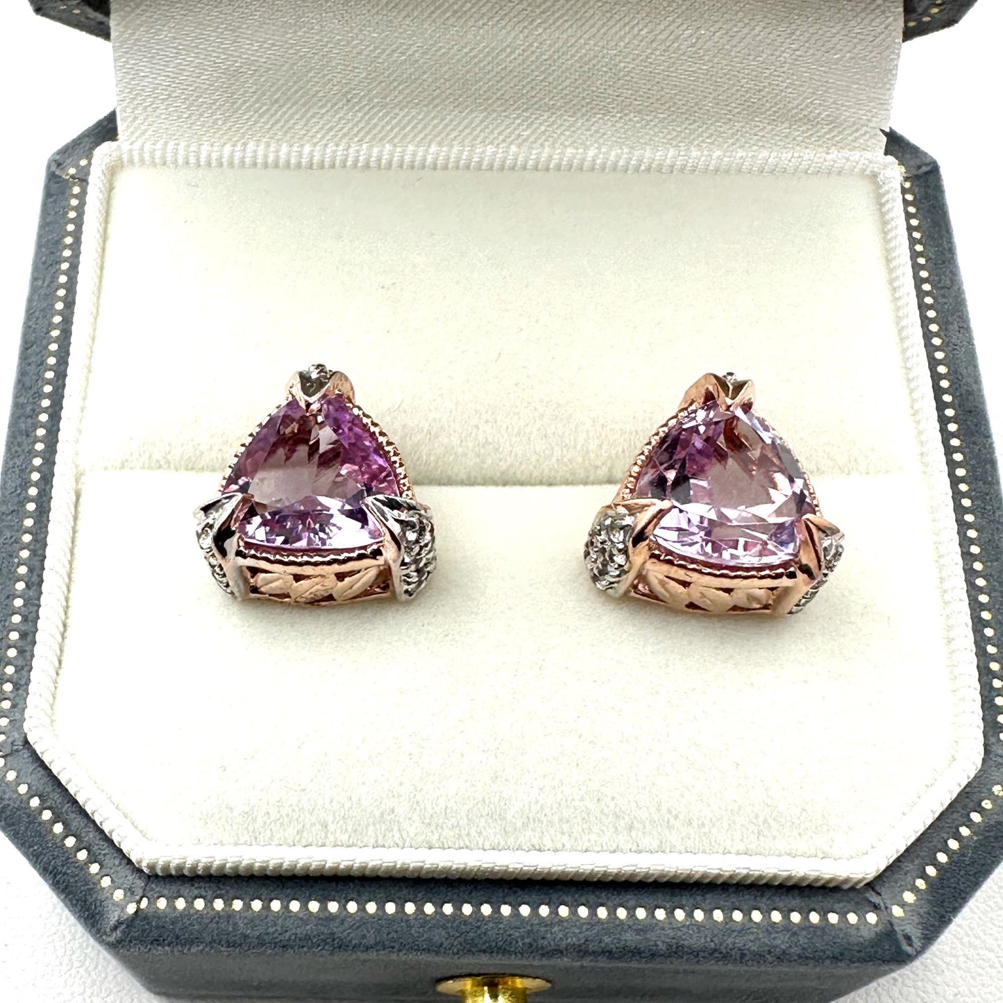 Chuck Clemency Pink Tourmaline & Diamond Rose Gold Plated Sterling Silver Studs